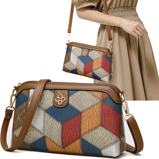 Geometric Patchwork Crossbody Bag