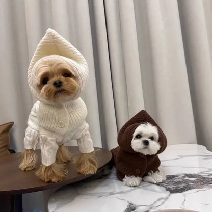 White Knit Sweater Jumpsuit for Small Dogs