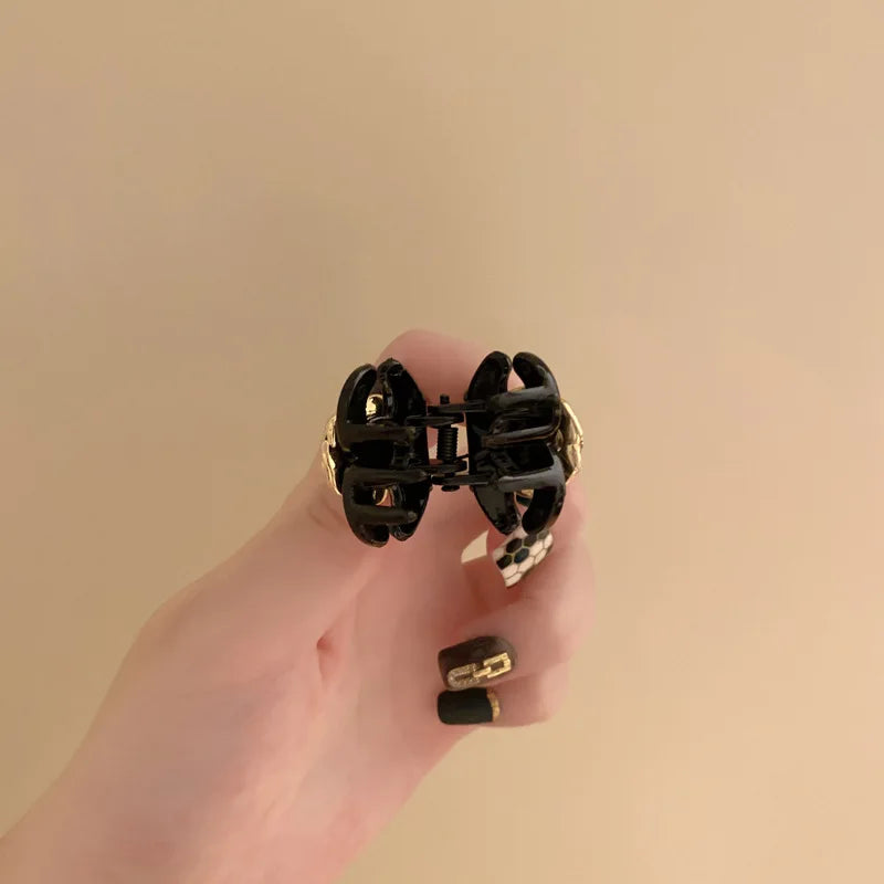 Black Camellia Mini Hair Claw Clip