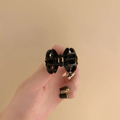 Black Camellia Mini Hair Claw Clip
