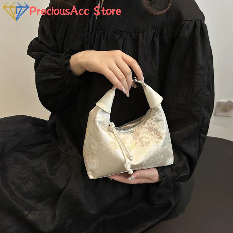 Chinese Embroidered Canvas Shoulder Handbag