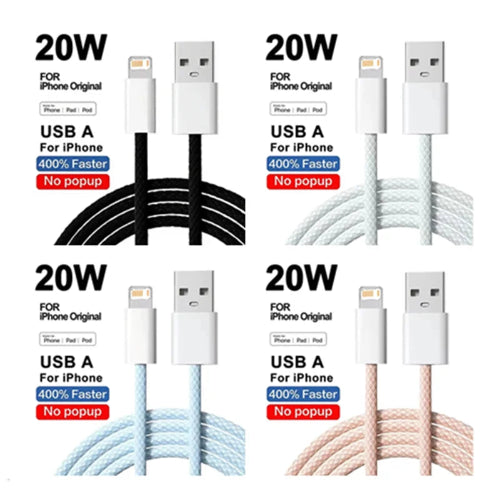 20W Braided Lightning Charging Cable with Reinforced Nylon Weave