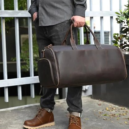 Crazy Horse Leather Travel Bag for Suits