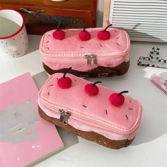 Plush Cherry Cake Large Capacity Pencil Case