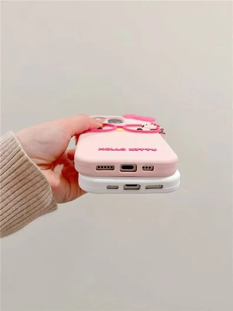 3D Cartoon Cat Silicone Phone Case for iPhone