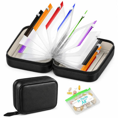 Travel Pill Organiser with 14 Reusable Pouches