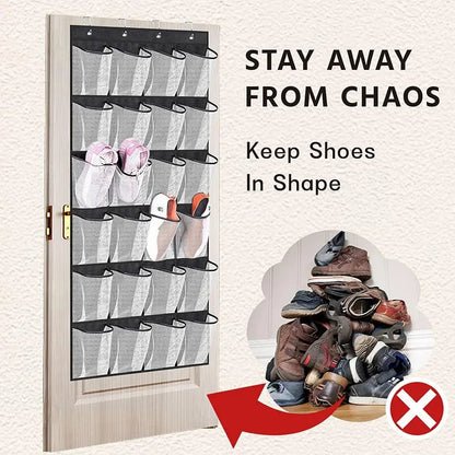 24 Mesh Pockets Wall Mounted Shoes Storage Bag