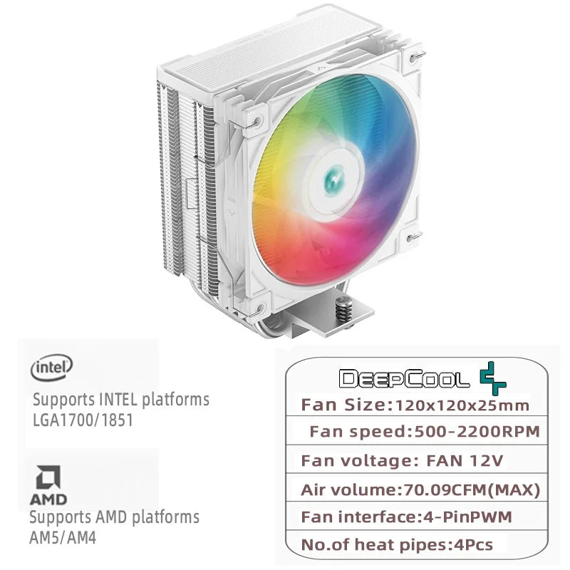 DEEPCOOL AG400 ARGB 4-Heatpipe CPU Air Cooler
