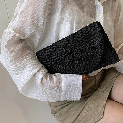 Women’s Handwoven Straw Envelope Clutch Bag