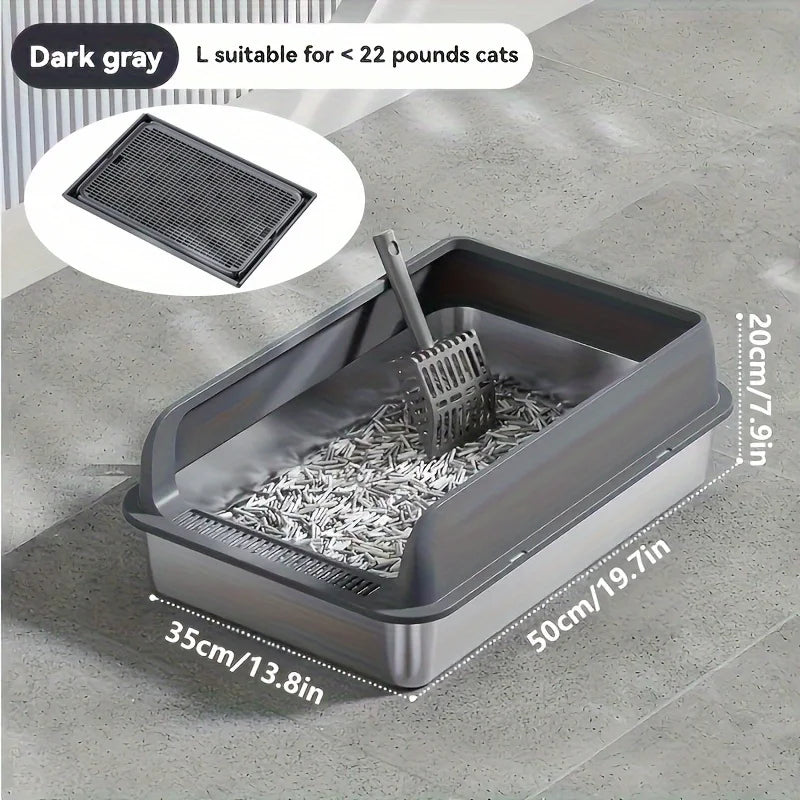 Extra Large Stainless Steel Cat Litter Box with Lid