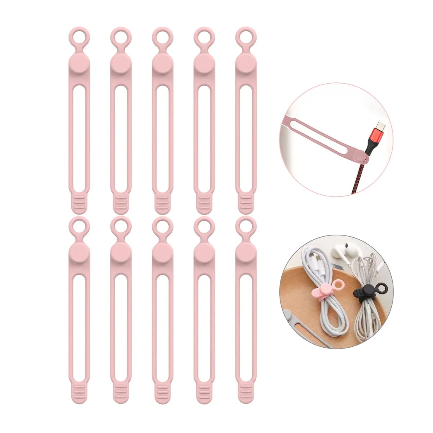 Reusable Silicone Cable Ties for Cord Management & Travel Organization