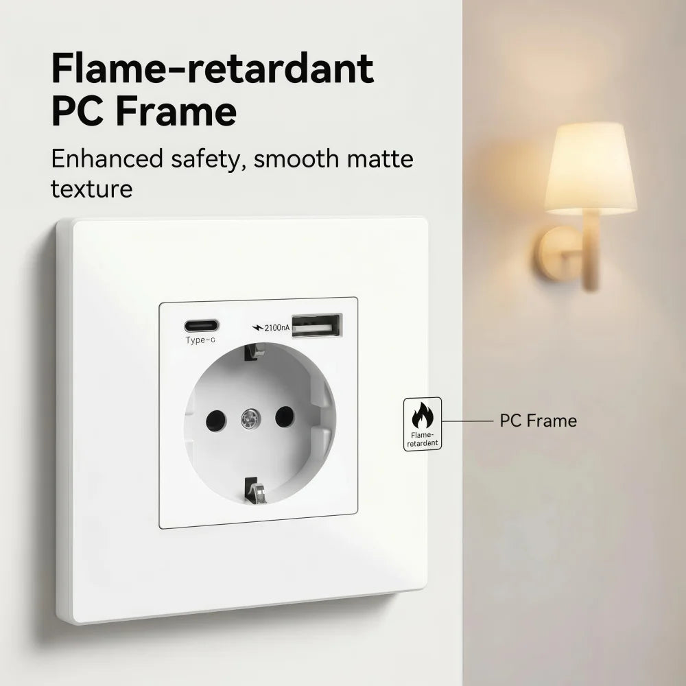 EU Type-C USB Wall Power Socket