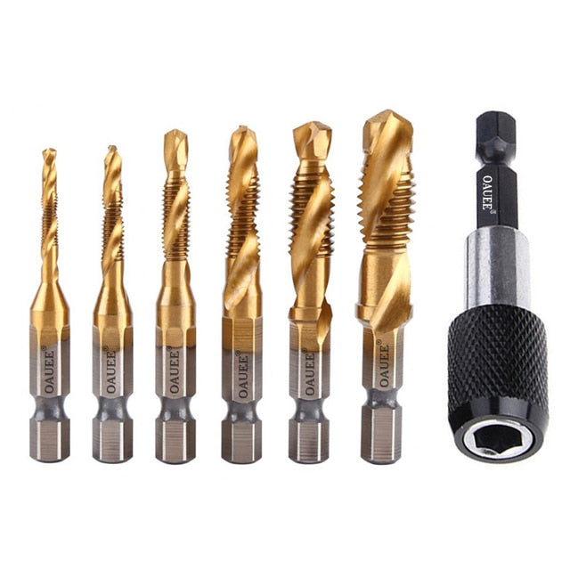 1/2/3/6Pcs Tap Drill Bit Hex Shank Titanium Plated HSS Screw Thread