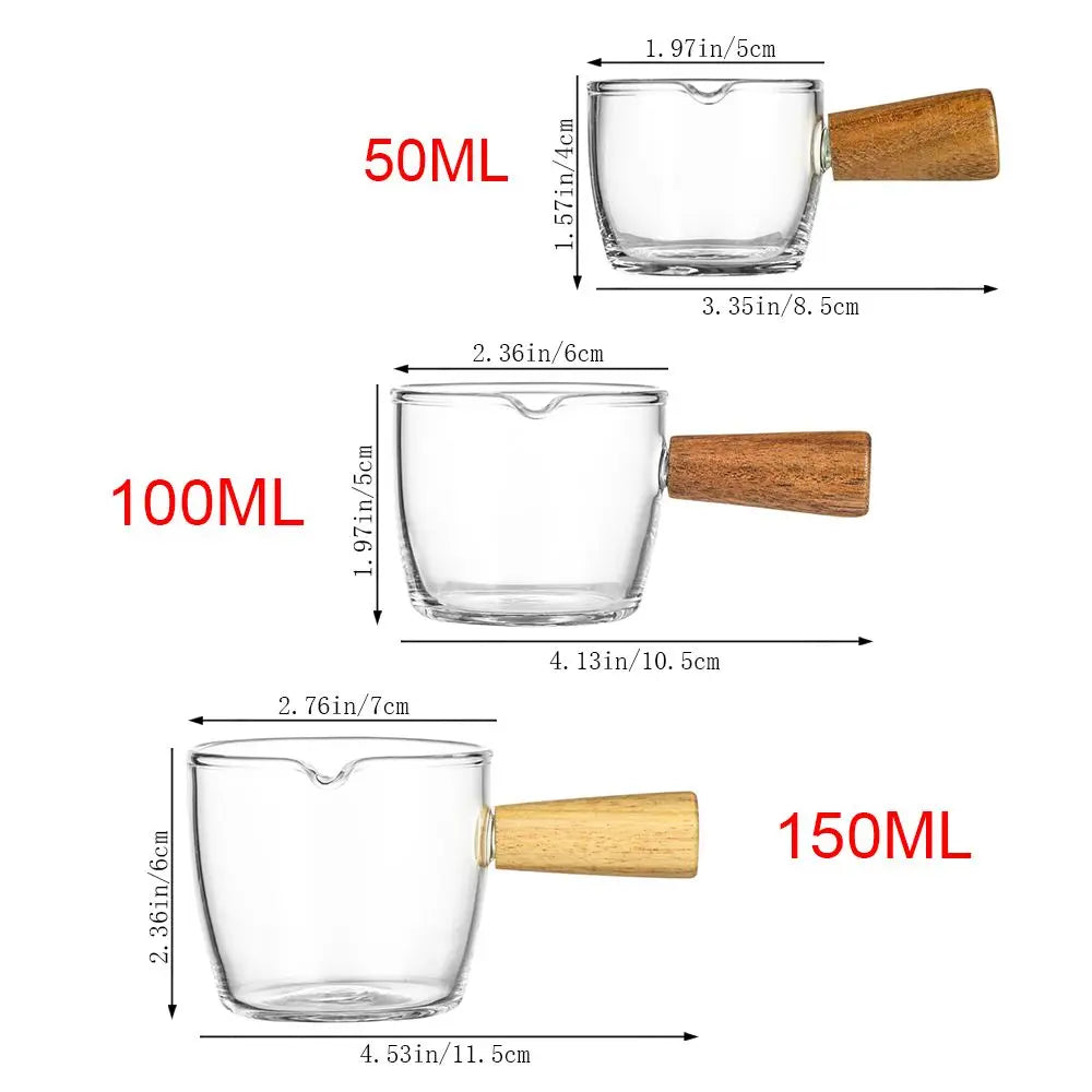 Wooden Handle Glass Measuring Cup