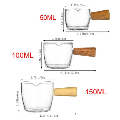 Wooden Handle Glass Measuring Cup