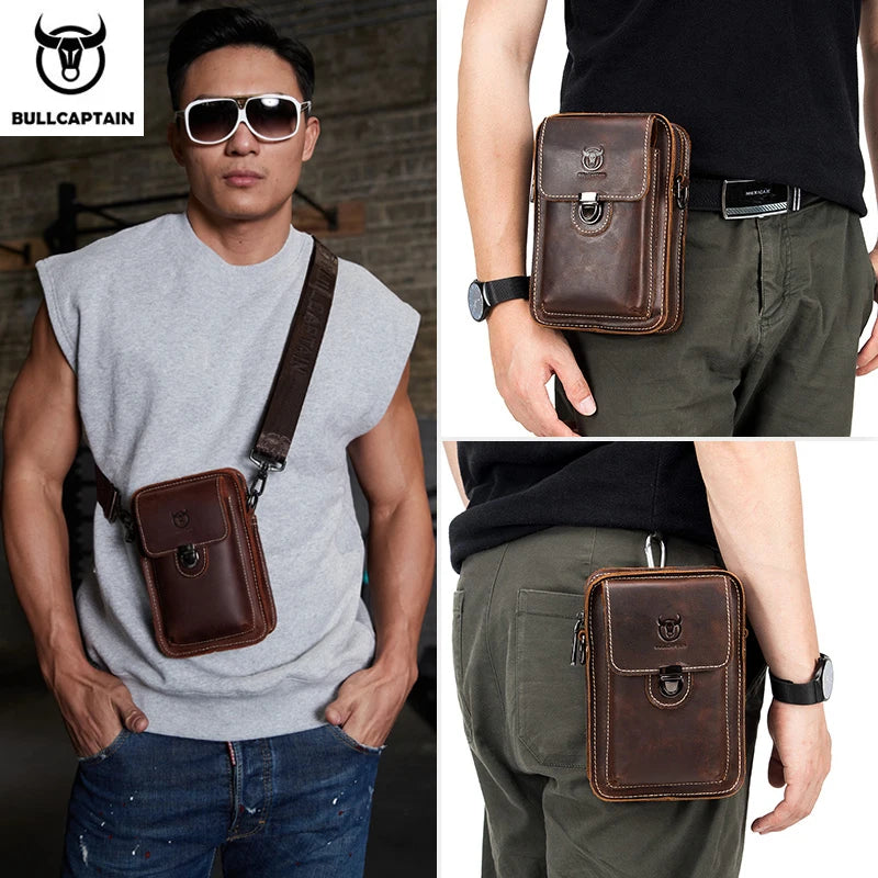 Crazy Horse Leather Waist Bag for Men