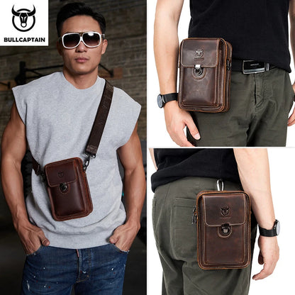 Crazy Horse Leather Waist Bag for Men