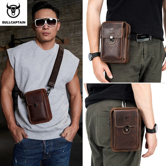 Crazy Horse Leather Waist Bag for Men