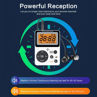 Portable AM/FM Pocket Radio with LCD Display
