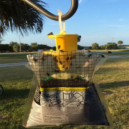 Disposable Hanging Fly Trap Bag with Water-Soluble Bait for Outdoor Use