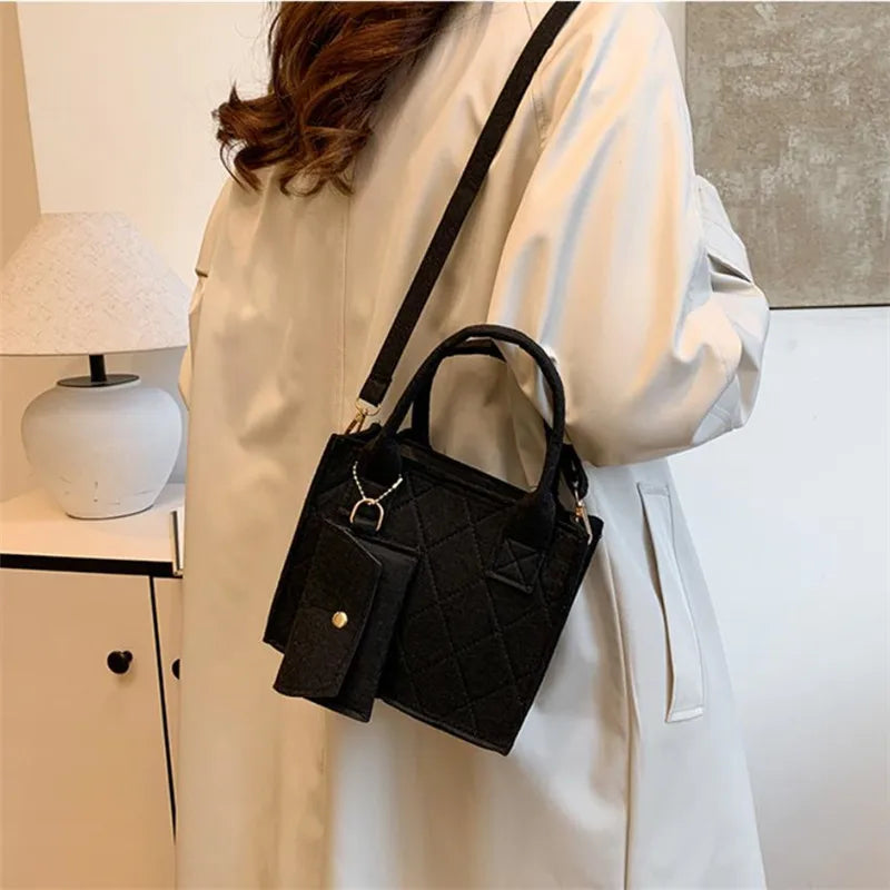 Felt Tote, Crossbody Bag & Wallet Set for Everyday Use