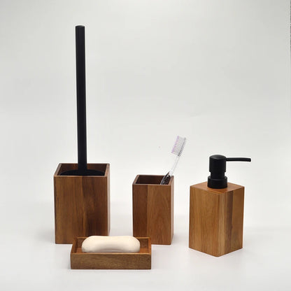 Acacia Wood Bathroom Accessories Set