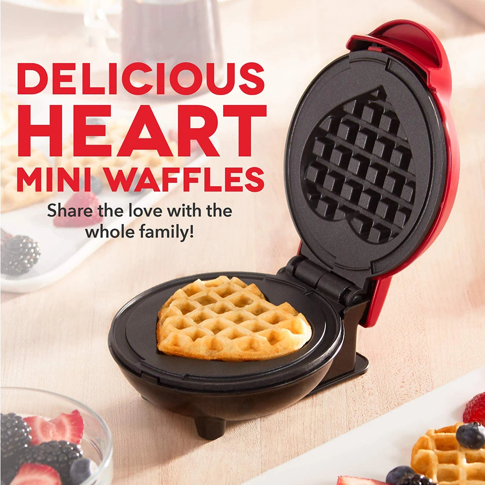 Compact Electric Heart-Shaped Waffle Maker