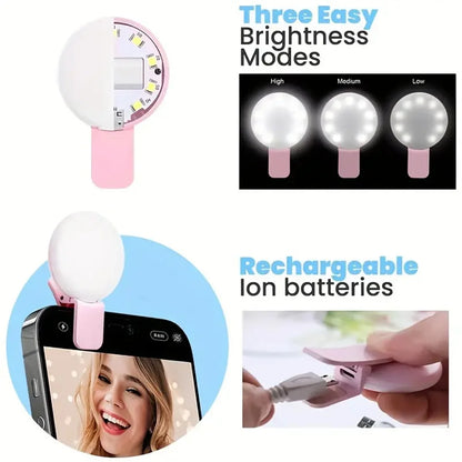 Portable Rechargeable LED Selfie Fill Light for Smartphones