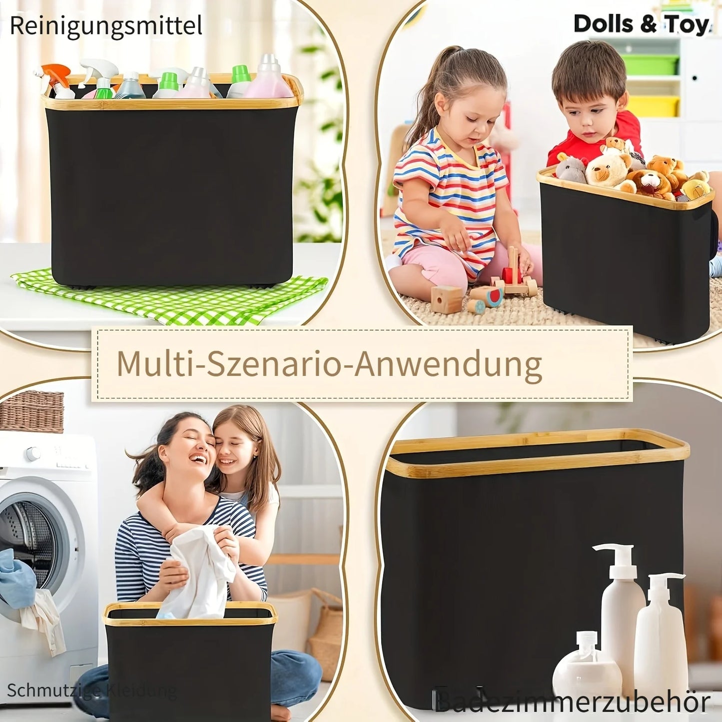Bamboo Toilet Paper Storage Basket with Lid