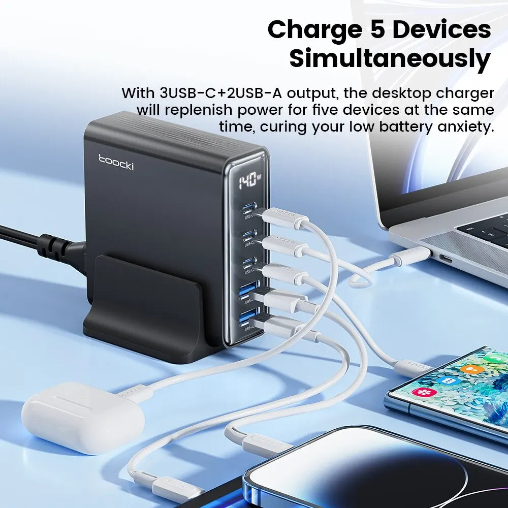 140W GaN Desktop USB Charger 5-Port