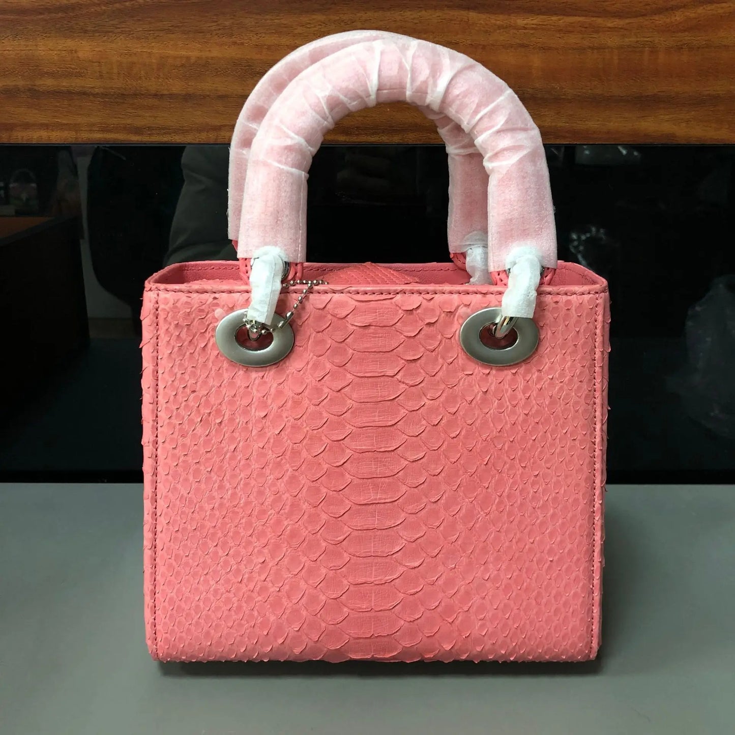 Genuine Snakeskin Leather Top Handle Handbag
