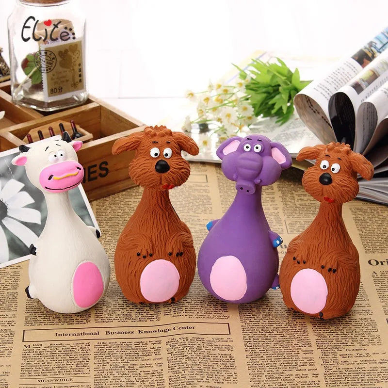Cartoon Squeaky Rubber Dog Toy
