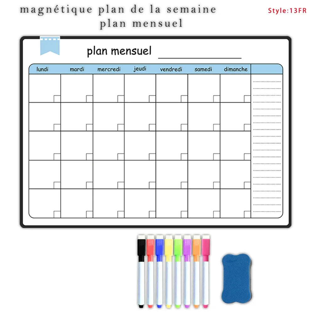Magnetic Weekly & Monthly Dry Erase Fridge Planner