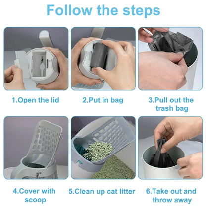 Cat Litter Scoop with Waste Bin & Refill Bags