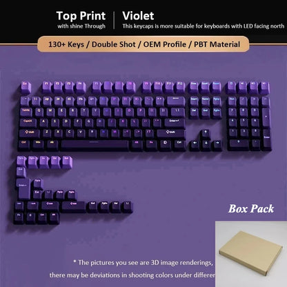 134-Key Lavender Purple Shine-Through PBT Keycap Set