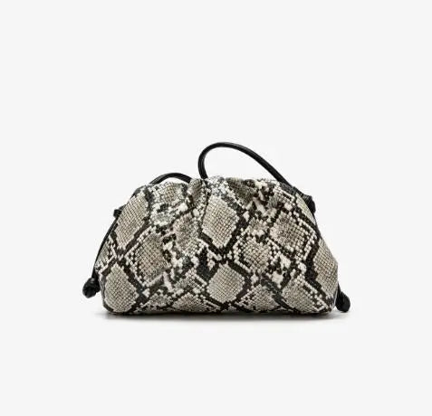 Snake Pattern Ruched Shoulder Bag