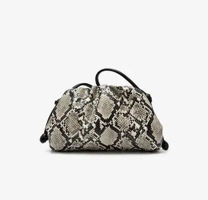Snake Pattern Ruched Shoulder Bag