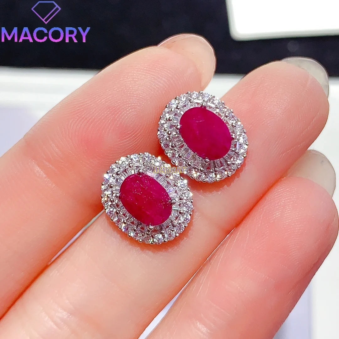 925 Sterling Silver Ruby Stud Earrings
