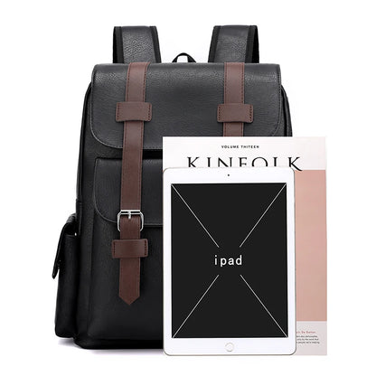 Men’s PU Leather Laptop Backpack
