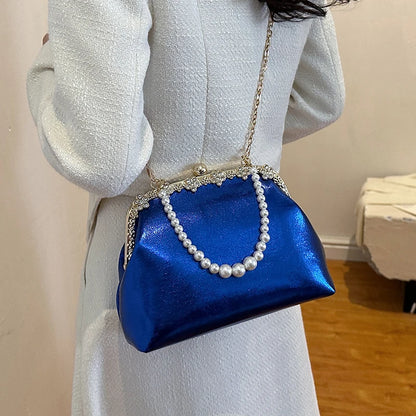 Luxury Pearl Chain Minaudière Shoulder Bag