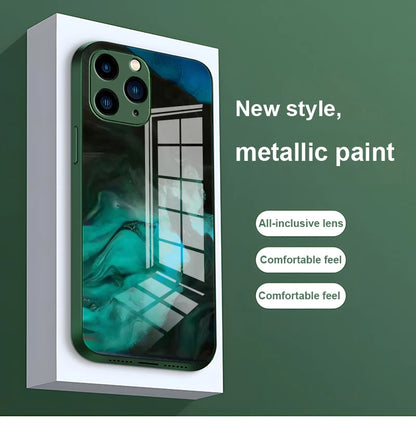 Tempered Glass Marble Effect iPhone Case