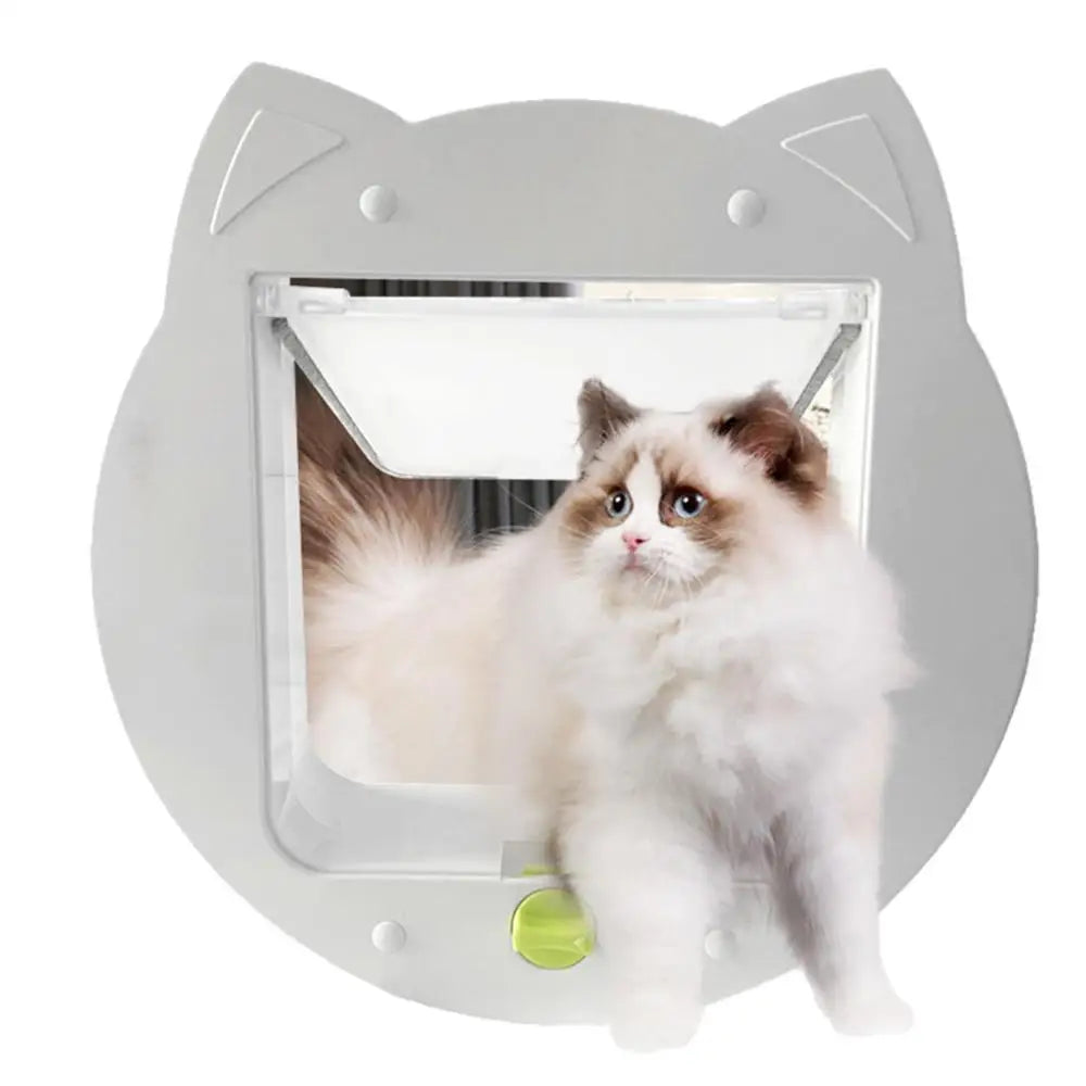 4-Way Locking Cat Door – Interior Pet Flap with Cat-Shaped Design