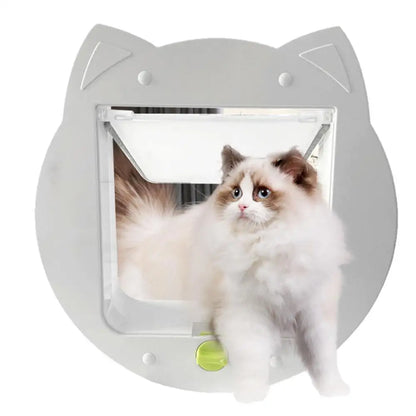4-Way Locking Cat Door – Interior Pet Flap with Cat-Shaped Design