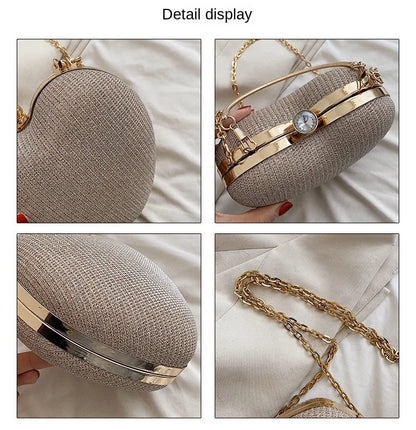 Heart-Shaped Evening Clutch Bag with Chain Strap