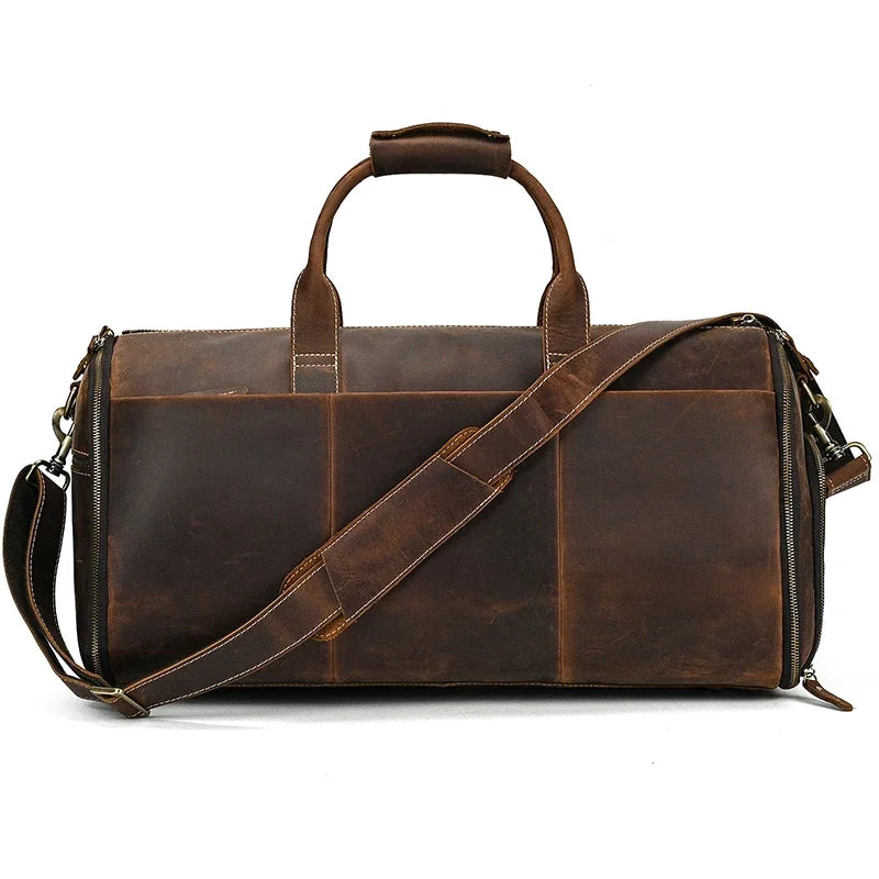 Crazy Horse Leather Travel Bag for Suits