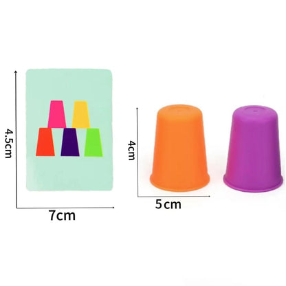 Montessori Mini Stack Cup Game With Card