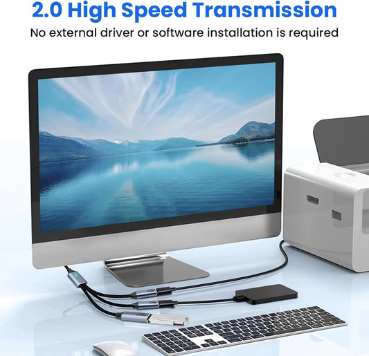 USB-C 3-Port Splitter Hub with USB Adapter