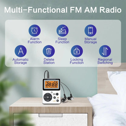 Portable AM/FM Pocket Radio with LCD Display