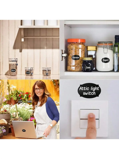 Black Waterproof Reusable Label Stickers