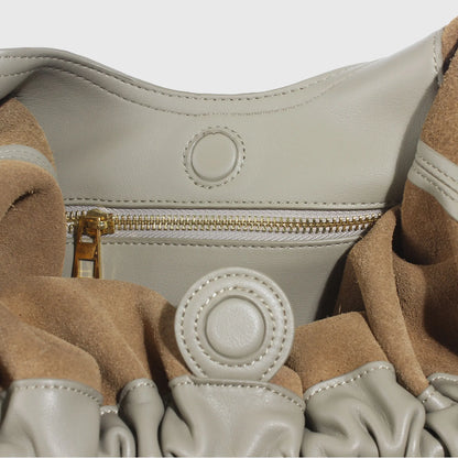 Genuine Leather Cloud Bucket Shoulder Bag